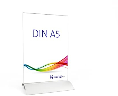 Tischaufsteller Menükartenhalter »Aluminium Clip« Acrylglas DIN A5 hoch