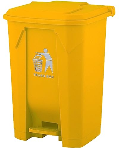 30L 50L 80L Recycling Dustbin Rubbish Pedal Bin Waste Trash Kitchen Indoor Outdoor Rubbish and Waste Bin with Pedal Home Office (30 Litre Yellow)