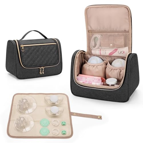 Luxja Brustpumpe Tasche mit Wasserdichten Matte, Milchpumpe Tragetasche für Momcozy, Willow und Elvie Breast Pump, Elektrische Milchpumpe Aufbewahrung Tasche(Patent Angemeldet), Schwarz | Brustpumpe Tragetasche für Momcozy, Willow und Elvie Breast Pump, Elektrische Milchpumpe Tasche(Patent Angemeldet), Schwarz