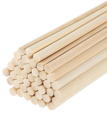 QUARKZMAN Hölzerne Dorn Stäbe 50cm/20 Rund Dorn Stab Holzstäbe 6mm/0.23 Bambus Stick für Kunst Handwerk Foto Stand Requisiten Basteln Gebäude Modell 60 Pack