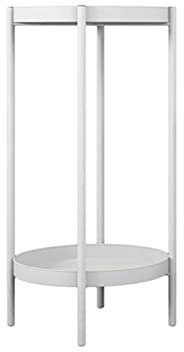 Telefontisch, Hoch, Schlank, Mit 2-stufigem Metalltablett, Runder Beistelltisch, Beistelltisch, Eck-nachttisch Für Wohnzimmer, Schlafzimmer, Flur, Schwarz/weiß/gold(Size:25*25*50cm,Color:Weiß)