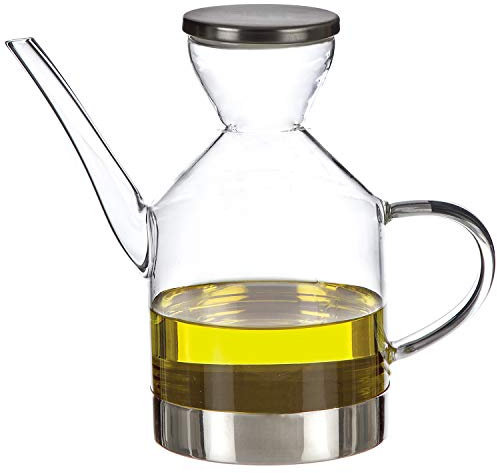Aceitera antigoteo de 1 litro con Tapa y Base Acero Inoxidable 19.5x11x19cm