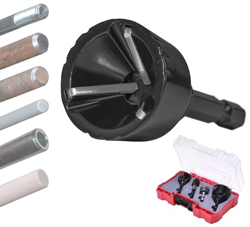 Jerax tools Tungsten Carbide Inner and Outer Deburring External Chamfer Tool Set for Removing Burr, Quick Release Hex Shank Deburring Tool for Metal Rod, Tube, Copper/PVC Pipe