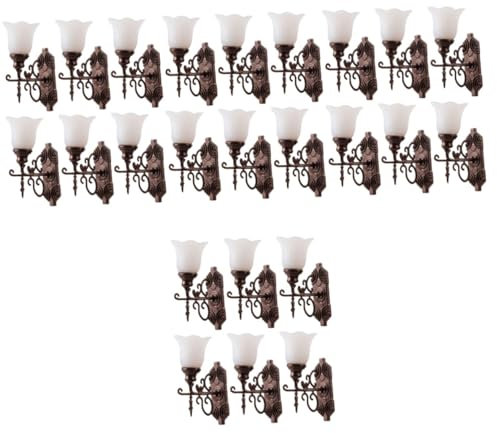 Uonlytech 24stücke Miniatur Wandleuchten Teilig Antike Kupferfarbe Warmweißes Licht Für Puppenhäuser Modellbau Und Sandtisch Dekoration Kompakt Und Installieren