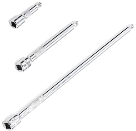 Uotyle 3Pcs Extension Set 1/2 Inch, Socket Extension Bar Drive Socket Extension Chrome Vanadium Steel for Socket Ratchet (3+5+10)