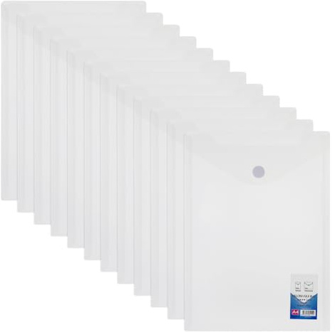 Dokumententasche A4 Transparent Mappe 12 Stück Dokumentenmappe Farbige Sichttaschen Dokumente Kunststoff Sammelmappen Set Ordnungsmappe mit Druckknopf Plastikhülle Büro Registermappen für Schule Uni