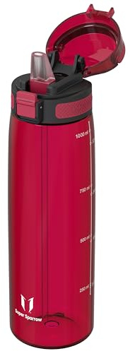 Super Sparrow Halm Dricksflaska 1L - TouchSip Tritan Vattenflaska - BPA-fri - Idealisk för Sport, Utomhus och Camping - Lätt och Hållbar