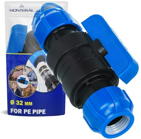 Klemmverbinder mit Kugelhahn Ø 32 mm aus Polypropylen PP Fitting | für die Verbindung von Polyethylen PE Rohr - MONTERAL