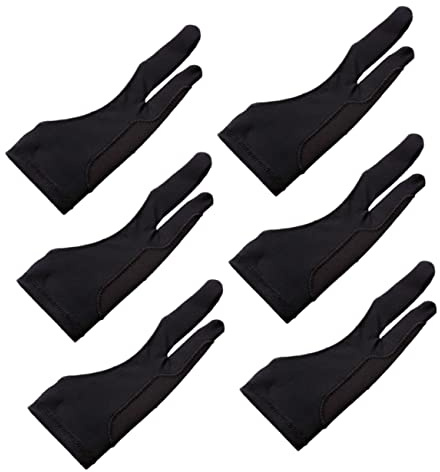 HOODANCOS 6pcs Two Finger Gloves Comfortable Gloves for Tablet Tracing Pad Double Finger Design Protect Hands While Drawing