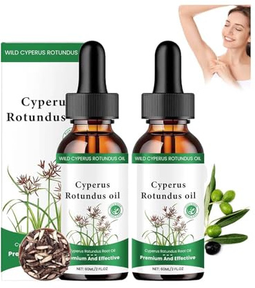 Cyperus Rotundus Oil,100% Cyprus Oil Natural Nut Grass Oil for Reducing Body Hair Growth,Smooth Skin & Hair Removal,Moisturizing & Soothing,Cyperus Rotundus Oil Moisturize and Nourish For Skin (2PC)