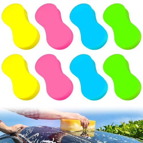 Car Sponges, 8 PCS Car Wash Sponges, Sponges For Car Cleaning, Washing Windows and Anti Scratch Technology For Wheels, Windscreen & Bodywork Yellow 22 x 11 x 5 cm