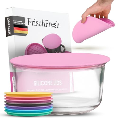 FrischFresh 16cm magenta, tapa flexible, hermética, base para ollas y cuencos, sellado al aire y luz, ahorra espacio, duradera, apta microondas, sin BPA, -40°C +200°C
