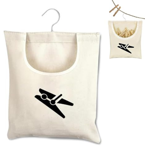 Sacchetto per mollette da bucato, per mollette da bucato, riutilizzabile, per fino a 100 mollette, cesto con ganci per appendere la casa, il balcone, i viaggi