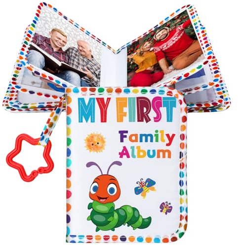 My First Family Album for Baby Holds 17 4x6 Pictures Baby Photo Album Soft Cloth Book for Kids Toddlers Family Memory Gift(Classic)