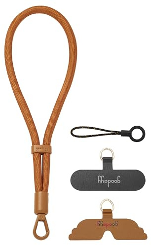 GOODAYY Cordino per Cellulare da Collo Cordino da Polso, Regolabile Cinturino Sicuro con Clip in Metallo e Nylon, Cellulare Accessorio Ideale per Sport e Attività All'aperto (Polso, Marrone)