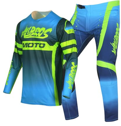 Willbros Jeunesse D'engrenages Moto Combinaison de Pantalons et Jersey Maillot Motocross pour la Compétition Enduro MX Garçon Fille Youth