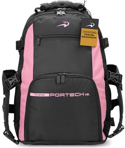 Flying Eagle Portech Travel Backpack - Urban Inline Skates Sports Backpack, Skating Bags, Travel Bag, Inline Skate Bag for Women & Men, Sports Equipment Organizer, Skate Accessories - Pink, Medium