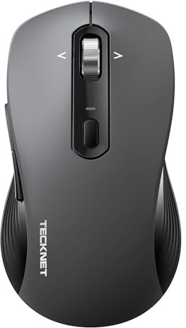 TECKNET Bluetooth Mouse 4800 DPI Wireless Mouse 4-Way Scrolling Silent Mouse Bluetooth 3.0/5.0 and 2.4GHz Connectivity with 6 Adjustable DPI Mice 24-Month Battery for Laptop PC Office