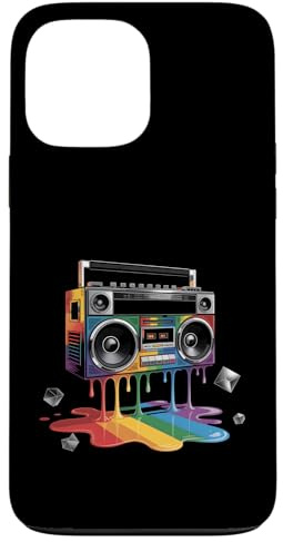 Rainbow Peinture Goutte à Goutte Boombox Old School 80s Musique Hip Hop Coque pour iPhone 13 Pro Max