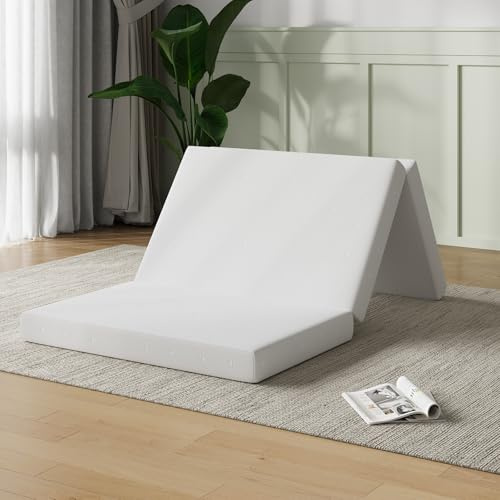 Novilla Colchón Plegable 10 cm, Cama Supletoria de 3 Piezas con Espuma Alta Densidad, Funda Lavable y Transpirable, Ideal para Invitados, Camping y Viajes (120x190 cm)