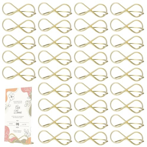 32 STK Tischkartenhalter Hochzeit, Gold Metall Menükartenhalter, Tischnummer Halter Ständer, Tischkartenclips, Sitzetiketten Nachrichtenclips für Hochzeit Party Tischdekoration Foto Displayständer