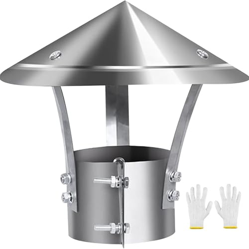 201 Stainless Steel Chimney Cover for 90mm 110mm 160mm 180mm 200mm 250mm 300mm Roof Vent Tapered Top Chimney Cap Roof Cowl Hood Rain Snow Hat for Chimney(220mm)