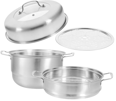 Amosfun Vaporiera Per Pentole Cestello Per Cottura a Vapore Acciaio Resistente Al Calore Design Per Riscaldamento Uniforme Maniglie Sicure Su Entrambi i Lati