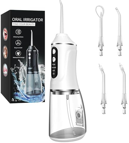 Yeerain Munddusche Testsieger 2025 mit 380ML Wassertank, 3 Modi Water Flosser Kabellose Zahnreinigung, IPX7 Wasserdicht & USB Wiederaufladbar, Tragbare Mundduschen Waterflosser für Reisen & Hause