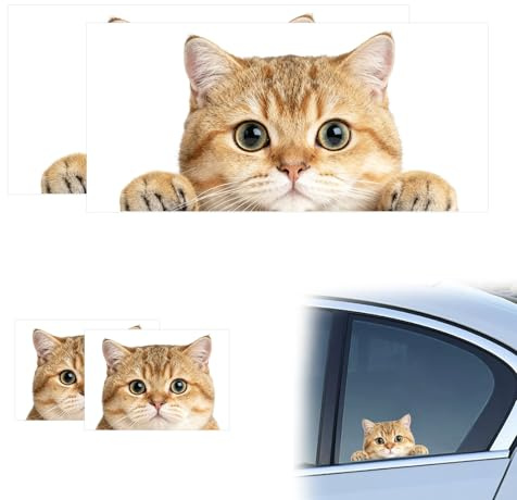 4er-Set Katzen-Autoaufkleber für Spiegel, lustige Autoaufkleber für Stoßstangen, Katzenaufkleber für Autoscheiben, Autozubehör, Innenraum, wasserfest, konturgeschnitten, Auto Stoßfänger Aufkleber