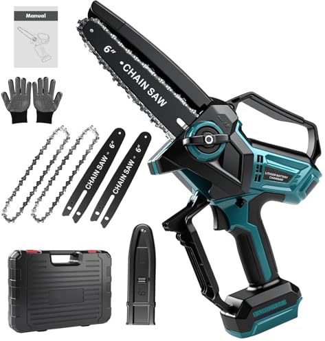 6-Tums Sladdlös Motorsåg-Makita18V Gränssnitt, 600W Borstlös Motor Elektrisk Sågsats (Utan Batteri) Med 2 Sågkedjor, Passar Bl1820B Bl1830B Bl1840B Bl1850B Bl1860B