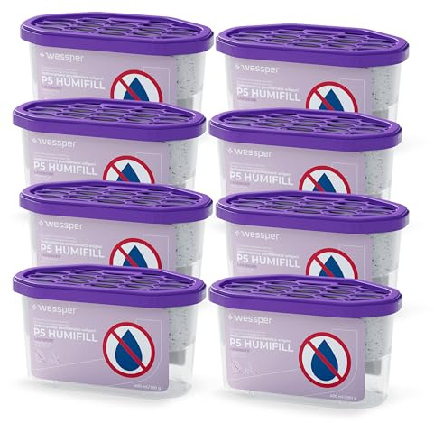 Wessper Deumidificatore, Assorbi Umidità Monouso da 400 ml, Lavenda, Elimina Efficacemente Umidità, Muffa e Funghi, Deumidificatori con Cloruro di Calcio - 8 Pezzas