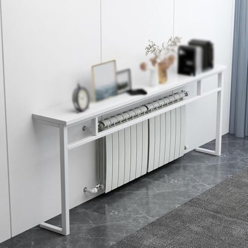 Étagère au-dessus du radiateur en fonte, for le chauffage, armoire de routeur blanche, adaptée à la salle de bain, au salon, à la chambre à coucher et à la cuisine(80x20x90cm/31x8x35in)