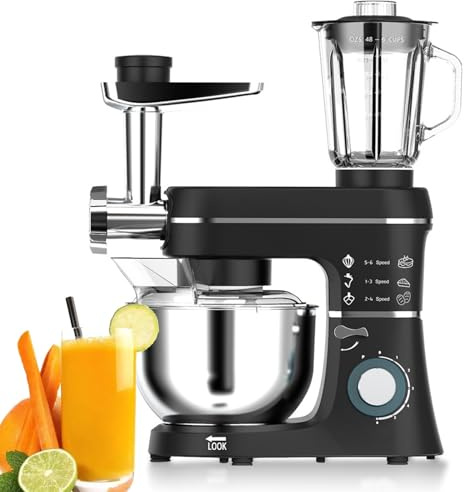 OzcNykt Robot De Cuisine éLectrique 10 L, Mixeur Multifonction, Bol Inclus, Compact, Facile à Utiliser Et LéGer Black