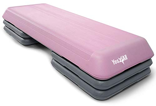 Yes4All CAWR - Piattaforma aerobica regolabile con 4 alzate – Misura Health Club (rosa/grigio)