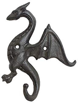 Mewuthede Drachen-Wandhalterungshaken, Gusseisen, Dekorativ, Rustikal, Robust, Aufhänger, Regalhalterung für Mantel, Schlüssel, Hut