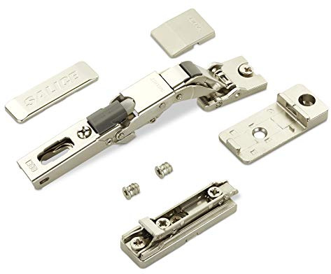 2 x Salice Universalscharnier mit Dämpfer für dünne Türen ab 8 mm Stärke | 110° mit Linear-Montageplatte Höhe 3 mm mit Euroschrauben Exzenterverstellung Möbelscharnier mit 3-D Einstellung