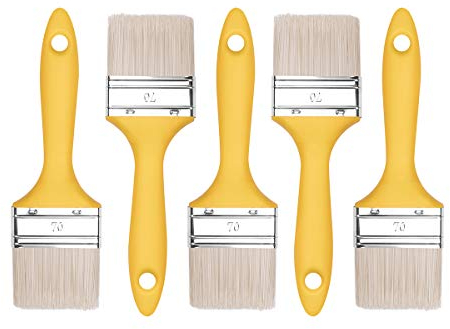 M7 5X Flachpinsel-Set 70 mm, Serie 37, Synthetische Borsten für Holzlasur, Stahlzwinge des Pinsels für Metall, Universalpinsel mit Kunststoffgriff.