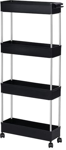 T-LOVENDO.ES Carro de Cocina Estrecho Alto con Ruedas. Carrito Auxiliar Organizador verdulero. Almacenaje Vertical cajones de plástico.