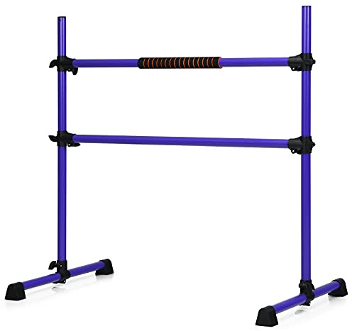 COSTWAY Barra de Ballet Independiente Móvil Altura Regulable Barra de Estiramiento Desmontable Barra de Ballet de Hierro Carga hasta 50 kg (Púrpura)