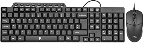 Wired Keyboard and Mouse,Rii RK203 Full Size Slim Business Keyboards and Mouse Wired for Computer,Laptop,PC,Notebook,Windows Home Office