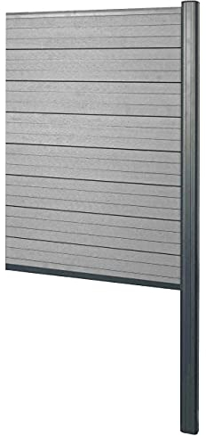 Mendler WPC-Sichtschutz Sarthe, Zaun Windschutz, Alu-Pfosten zum Einbetonieren Erweiterungselement schmal, 95cm - grau