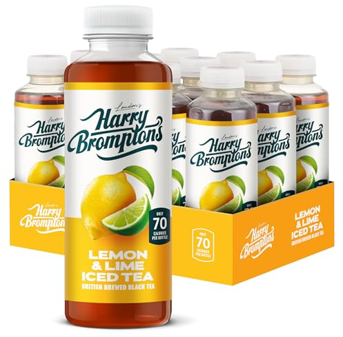 Harry Brompton's Iced Tea - Lemon & Lime - 12x500ml Bottles - Made with brewed Kenyan tea infused with real fruit