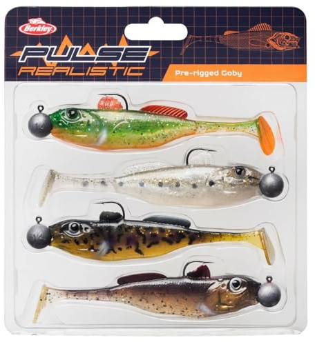 Berkley Pulse Realistic Goby Prerigged Softbait Shad mit Jigkopf – Ultra realistische Form und Action zum Raubfischangeln – Hecht, Zander, Barsch