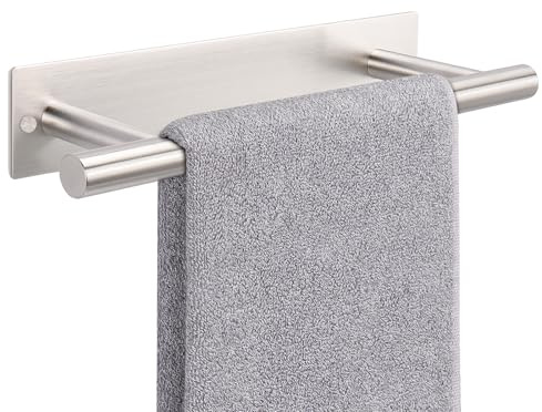 NearMoon Self Adhesive Hand Towel Holder/Towel Ring, Stainless Steel Hand Towel Bar Rustproof Stick on Wall-Towel Rack for Bathroom/Kitchen, Sticky and Wall Mounted (1, Brushed Nickel)