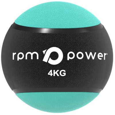 RPM Power Medizinbälle – Gummi-Medizinball mit rutschfestem Griff zum Zuschlagen, Werfen, Hüpfen, Wiegen, Kreuzen, Plyometrie, 4 kg, Grün