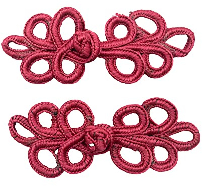 20 Paar chinesische Knoten Frosch Knöpfe Verschluss Nähen Verschlüsse für Pullover Umhang Mäntel Schal Cardigan und Kostüme Outfit Nähen (Dunkelrot) ET2156