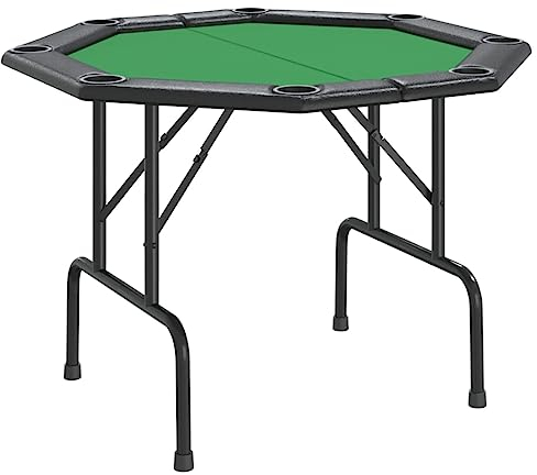 vidaXL Pokertisch, Spieltisch mit Getränkehaltern, Klappbarer Poker Tisch in Casinoqualität, Casino Kartenspiel Tisch für 8 Spieler, Grün