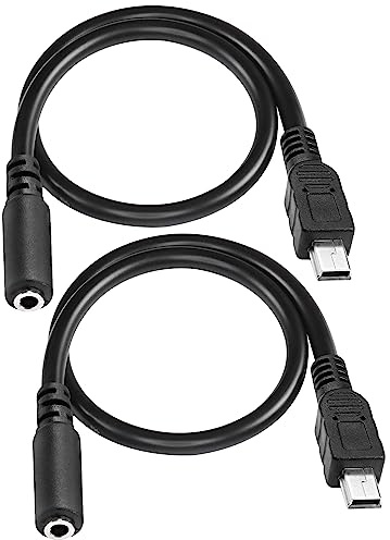 MEIRIYFA Mini USB Male to 3.5mm Female TRRS Audio Cable Mic Cord | 5 Pin Mini USB to 3.5mm 4-Pole Jack Adapter Cable for Headset Active Clip Microphone -33cm (2 Pack)