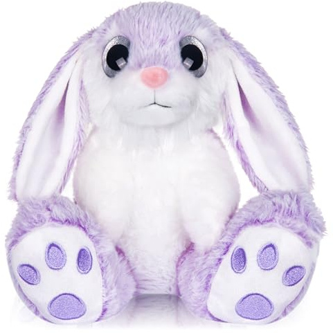 My OLi Easter Bunny Stuffed Animal 8.5in Plush Easter Rabbits Stuffed Animals with Floppy Ear Bedtime Friend Soft Toy Gifts for Kids Girls Boys, Light Purple