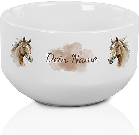 GRAZDesign Müslischale Pferd personalisiert Kinder & Erwachsene, Schüssel für Frühstück, Müsli, Suppe, Kindergeschirr mit Namen, Keramik
